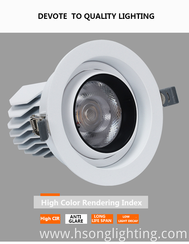 Modern Aluminum LED Down light Adjustable High Lumen COB Hotel Indoor Ceiling Recessed LED Narrow Beam SPOT LIGHT